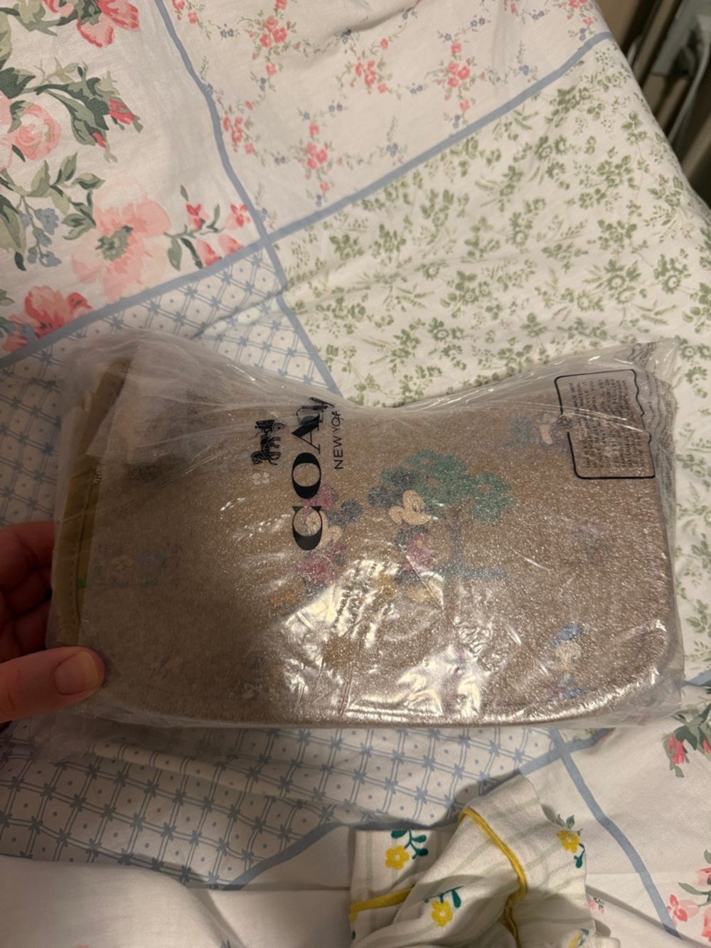 Coach Brown Leather Shoulder Bag with Mickey & Friends Print - Picture 3 of 4